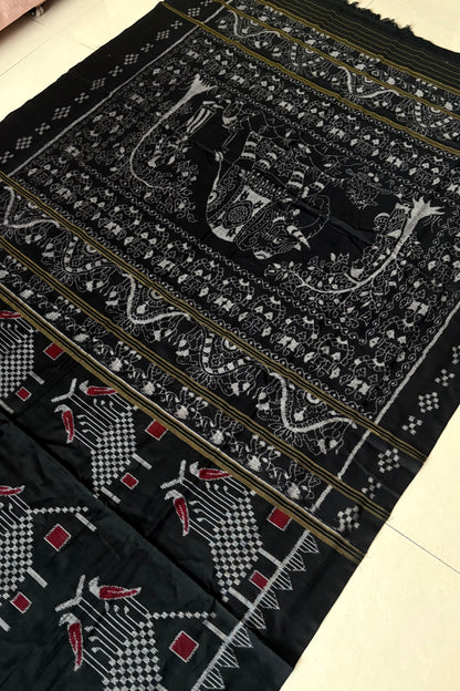 Odisha Ikkat  Cotton Saree- Black