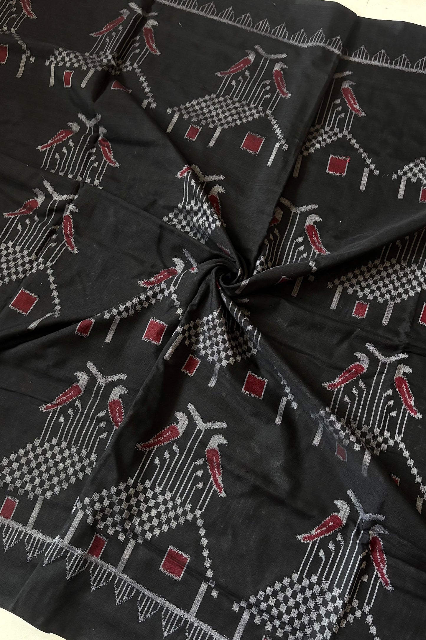 Odisha Ikkat  Cotton Saree- Black