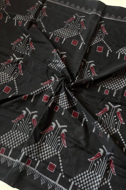 Odisha Ikkat  Cotton Saree- Black