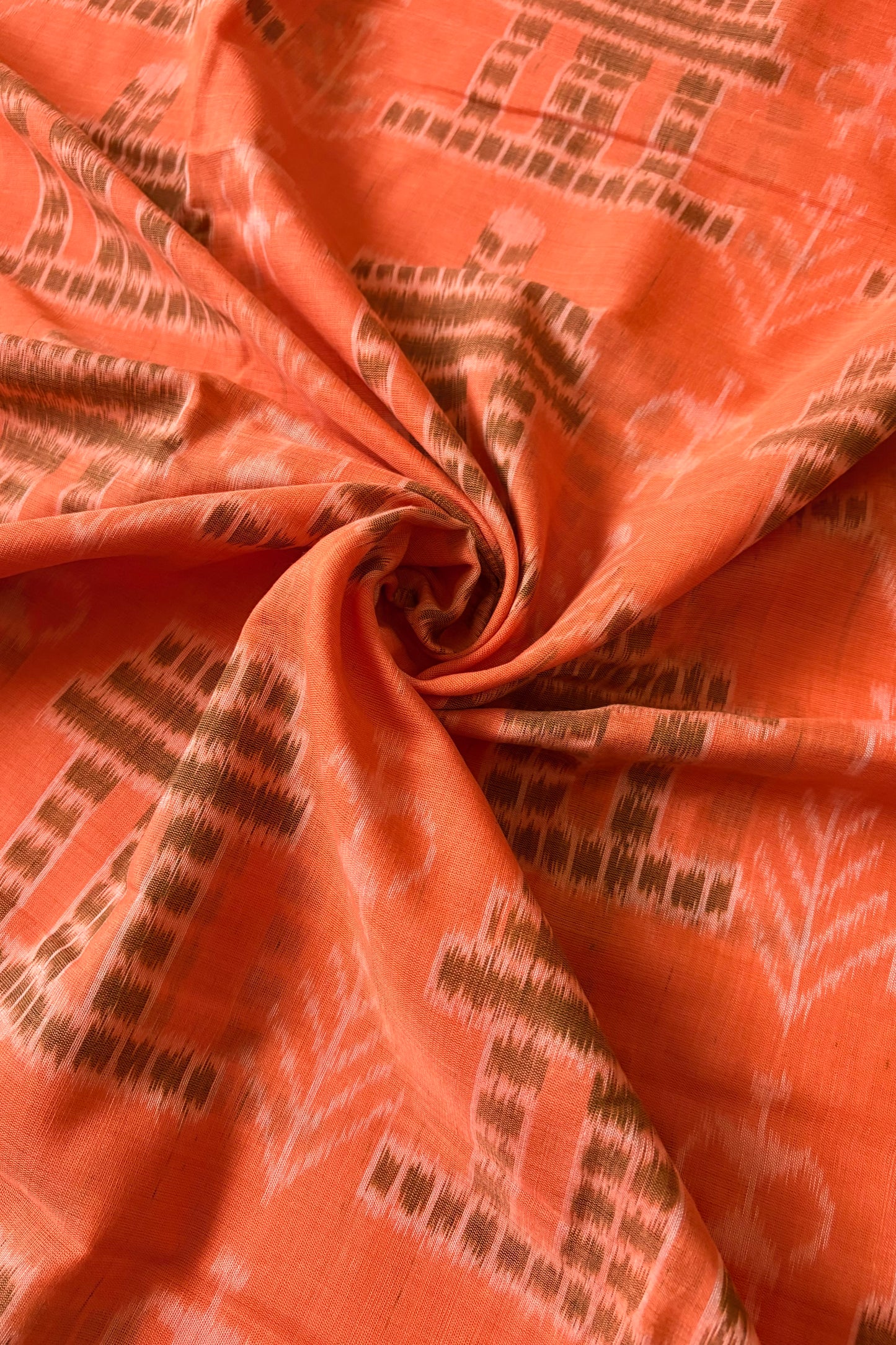 Odisha Ikkat Cotton Saree- Soft Orange
