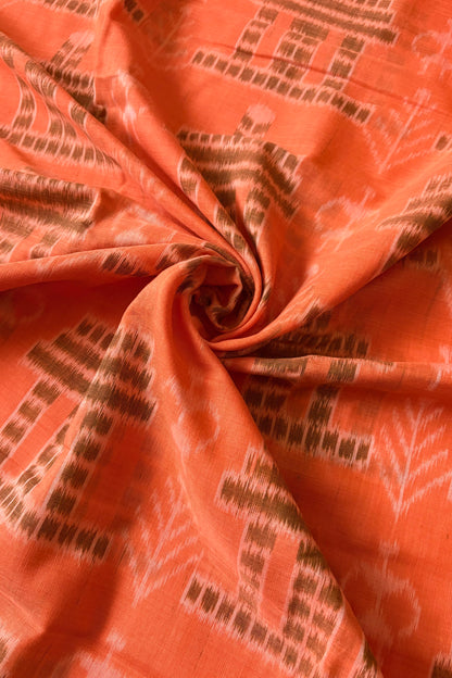Odisha Ikkat Cotton Saree- Soft Orange