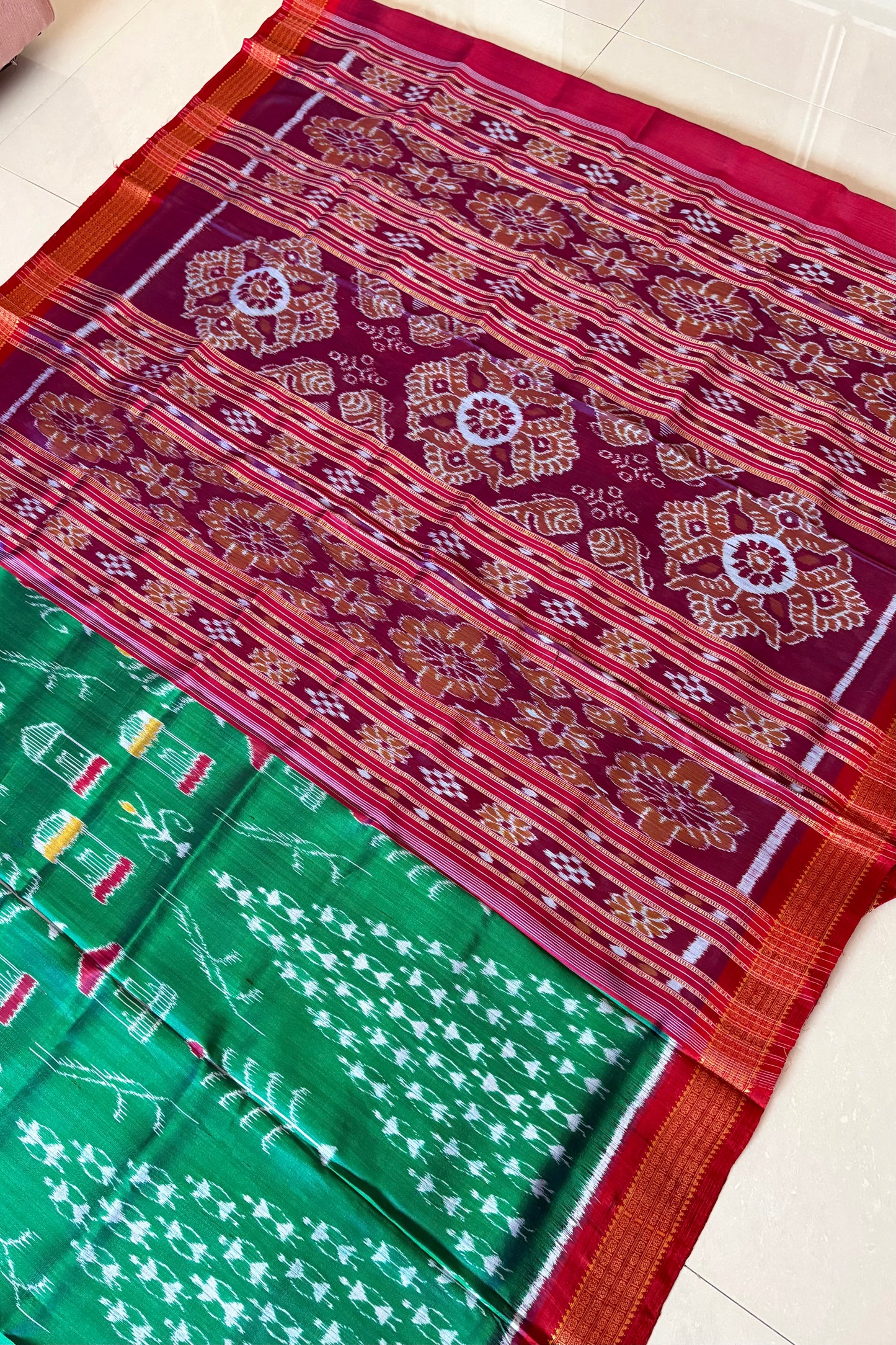 Exclusive Odisha Ikkat Pure Silk Saree- Shot Green