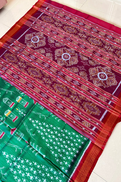 Exclusive Odisha Ikkat Pure Silk Saree- Shot Green