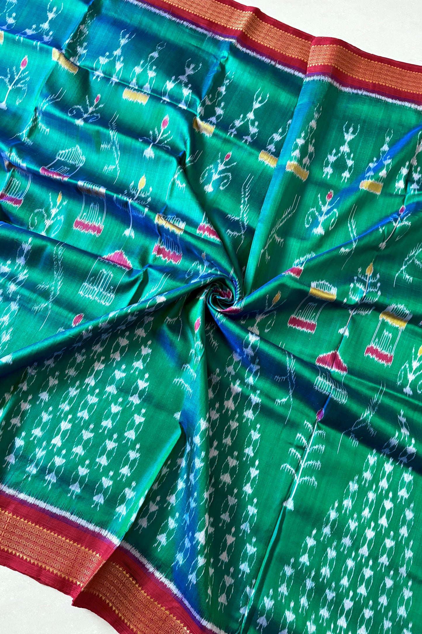 Exclusive Odisha Ikkat Pure Silk Saree- Shot Green