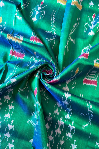 Exclusive Odisha Ikkat Pure Silk Saree- Shot Green