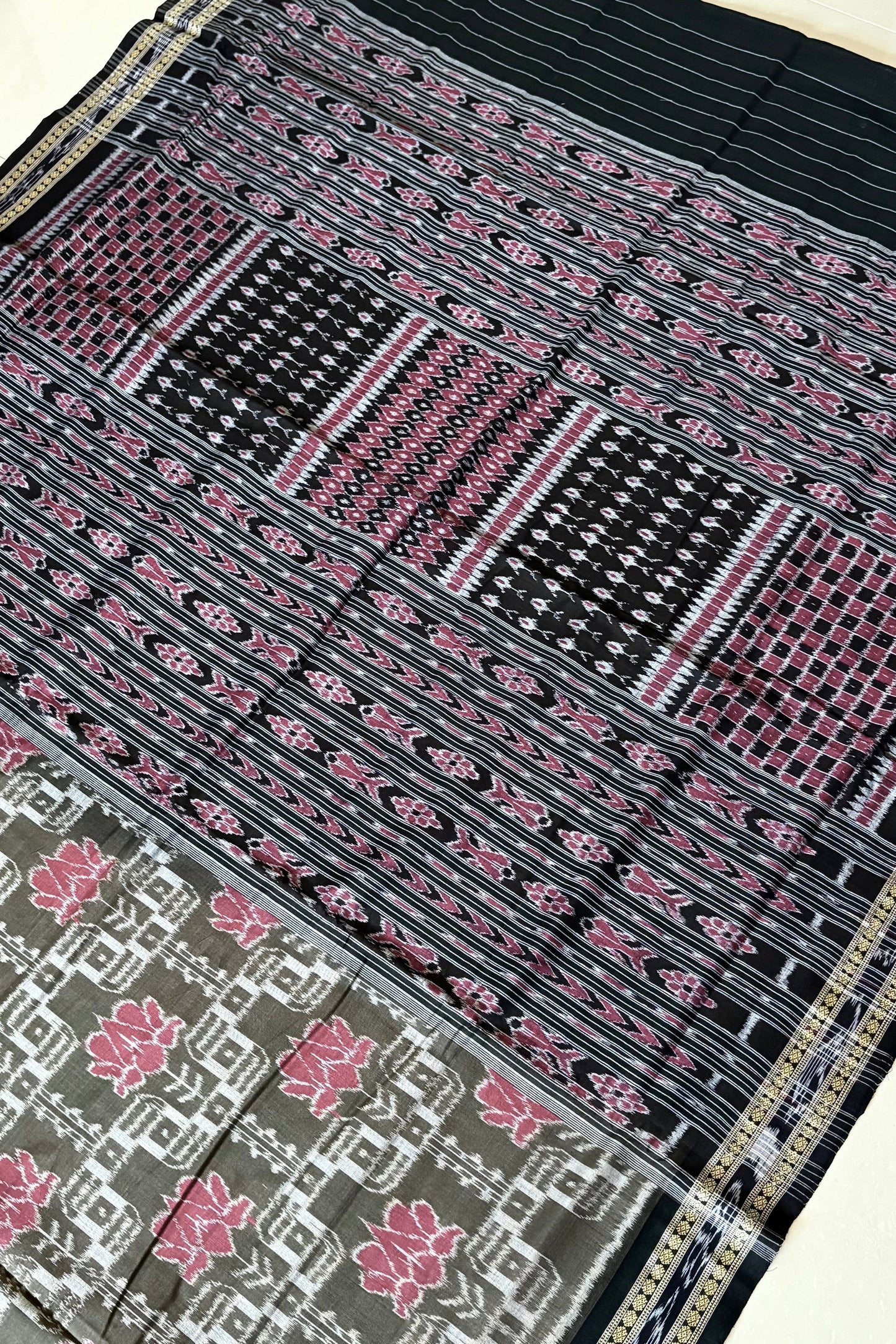 Odisha Ikkat  Cotton Saree- Dark Olive