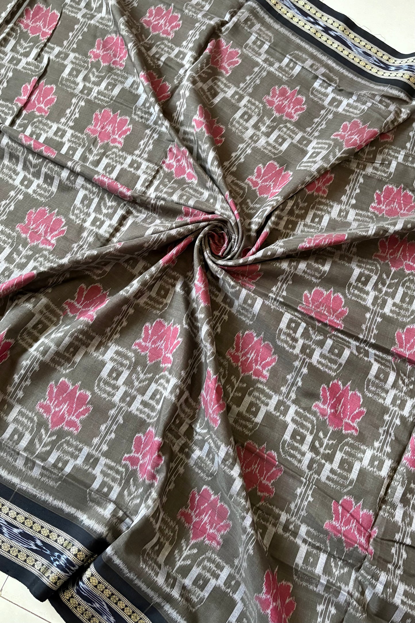 Odisha Ikkat  Cotton Saree- Dark Olive