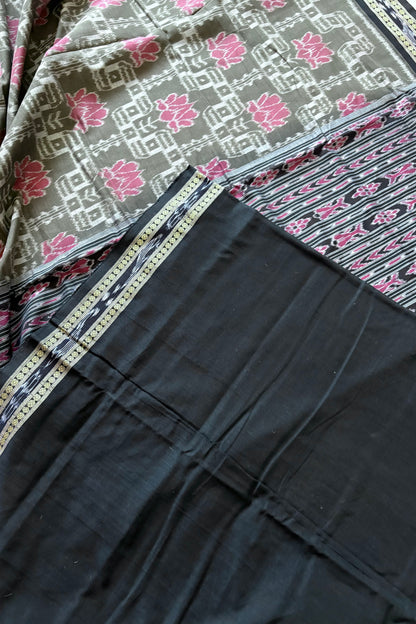 Odisha Ikkat  Cotton Saree- Dark Olive