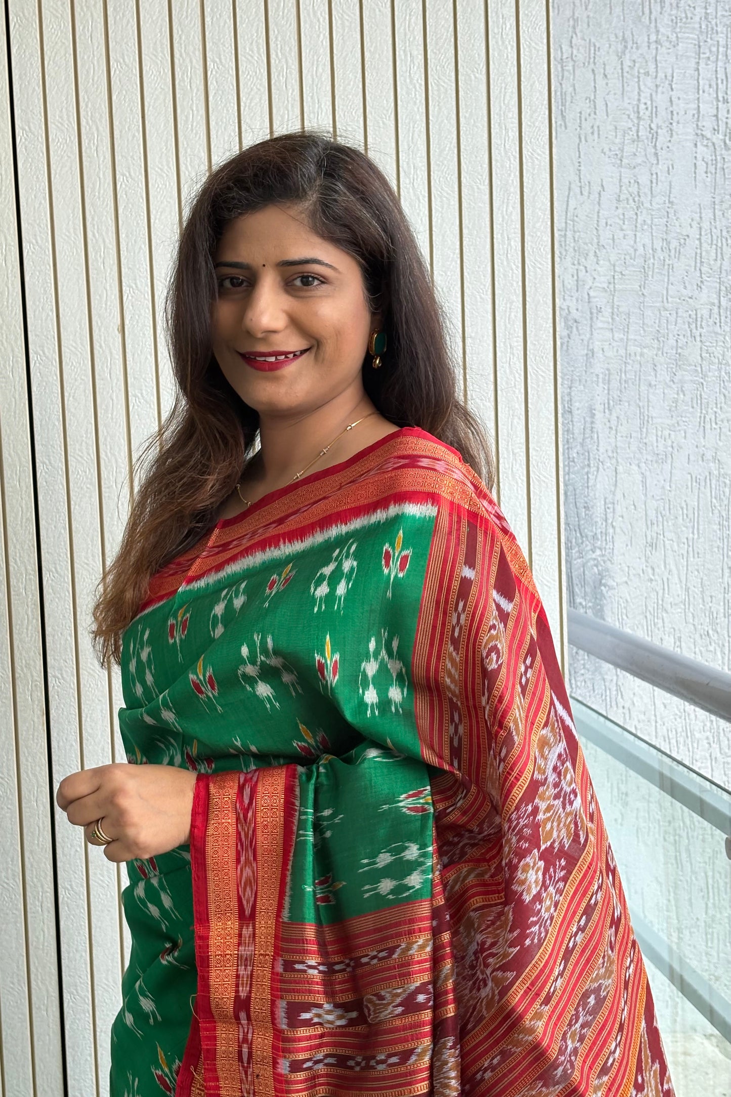 Odisha Ikkat Khandua Silk Saree -Green