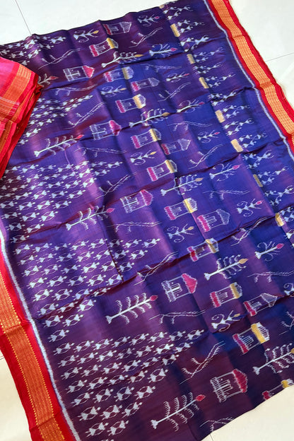Exclusive Odisha Ikkat Pure Silk Saree- Shot Coffee