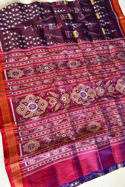 Exclusive Odisha Ikkat Pure Silk Saree- Shot Coffee