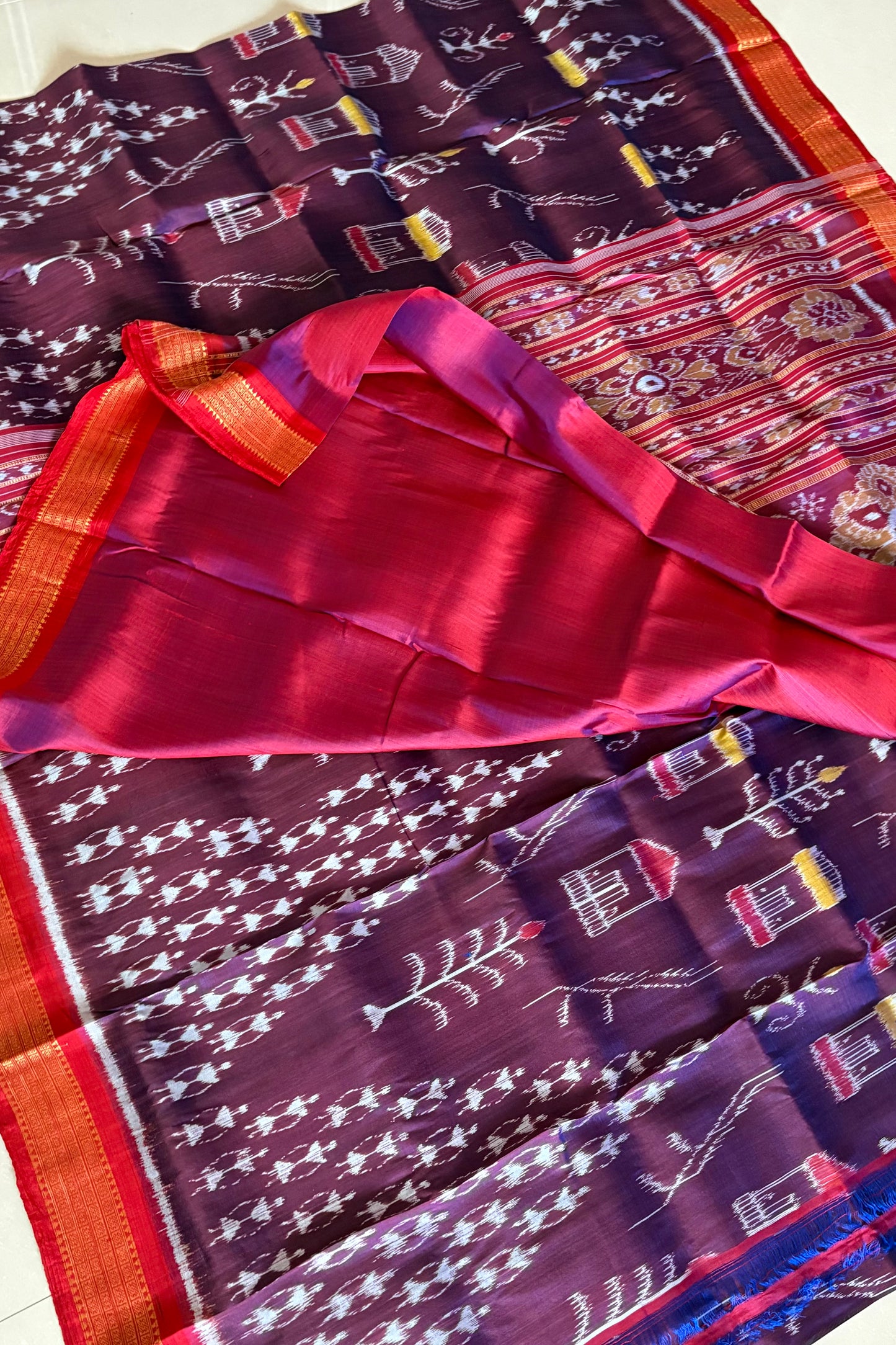 Exclusive Odisha Ikkat Pure Silk Saree- Shot Coffee