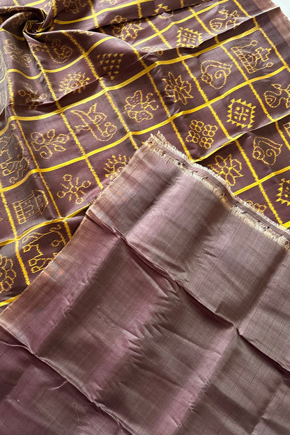 Exclusive Odisha Ikkat Nabakothi Pure Silk Saree- Brown