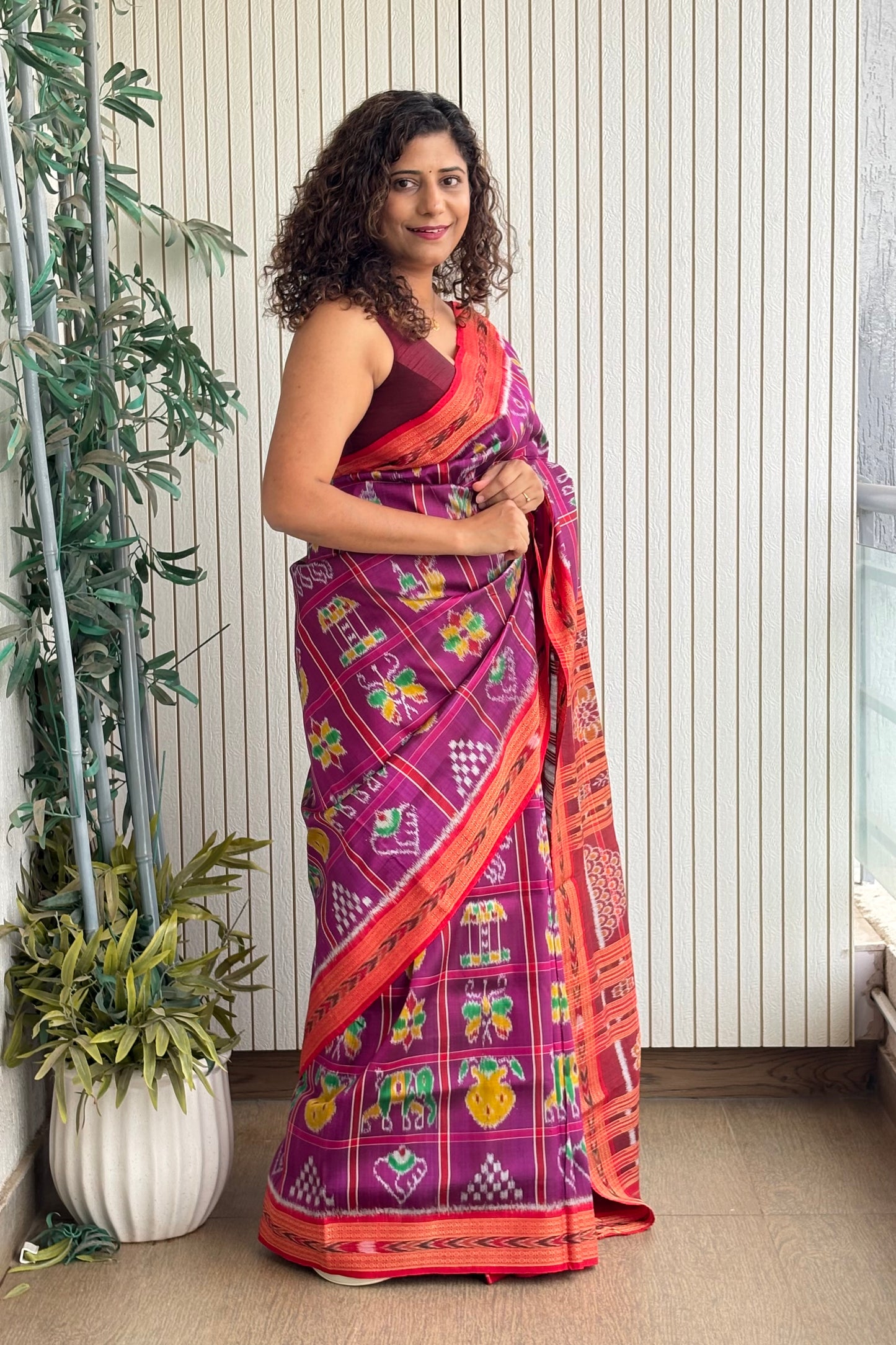 Nabakothi Khandua Pure Silk Saree: Purple