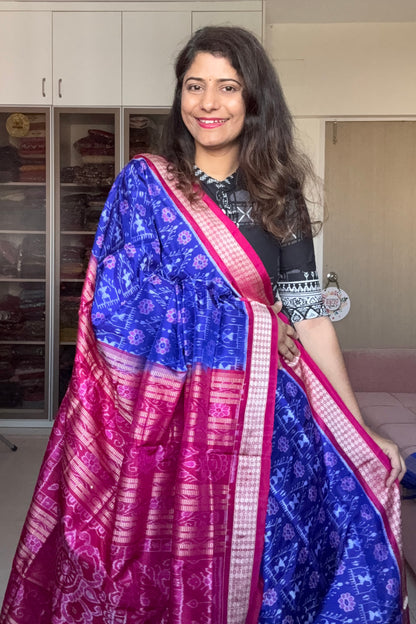 Exclusive Sambalpuri Pure Silk Saree - Royal Blue