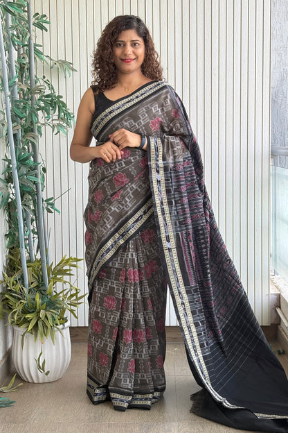 Odisha Ikkat  Cotton Saree- Dark Olive