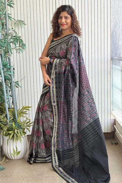 Odisha Ikkat  Cotton Saree- Dark Olive