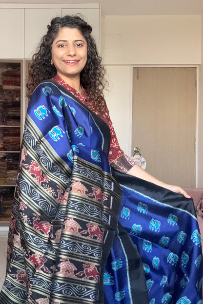 Exclusive Odisha Ikkat Pure Silk Saree- Royal Blue