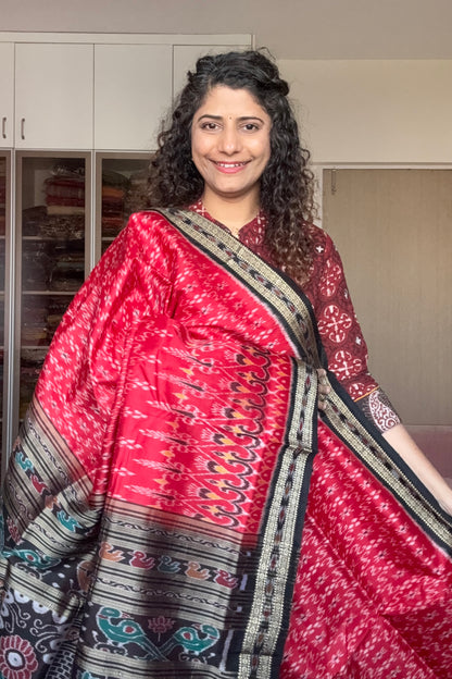 Exclusive Odisha Ikkat Pure Silk Saree-Red