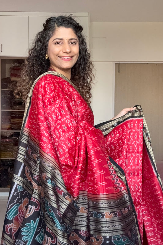 Exclusive Odisha Ikkat Pure Silk Saree-Red