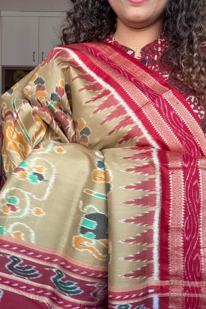 Exclusive Pure Khandua Silk Saree-Light Gold