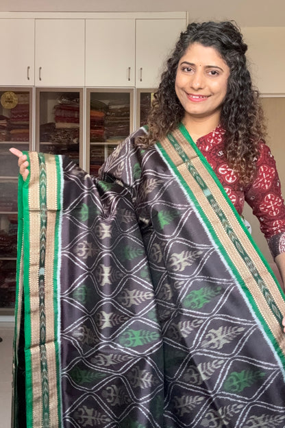 Exclusive Odisha Ikkat Pure Silk Saree- Coffee Brown