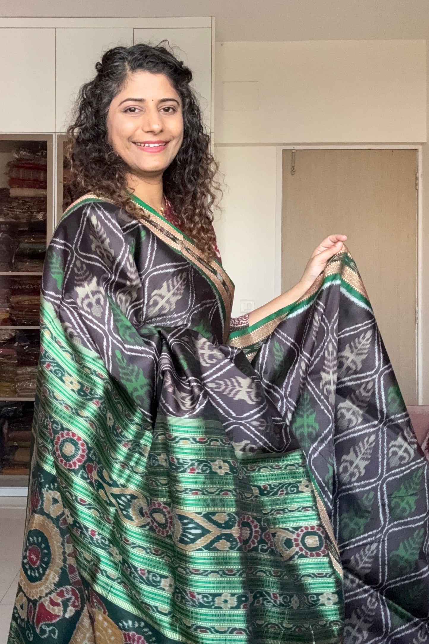 Exclusive Odisha Ikkat Pure Silk Saree- Coffee Brown
