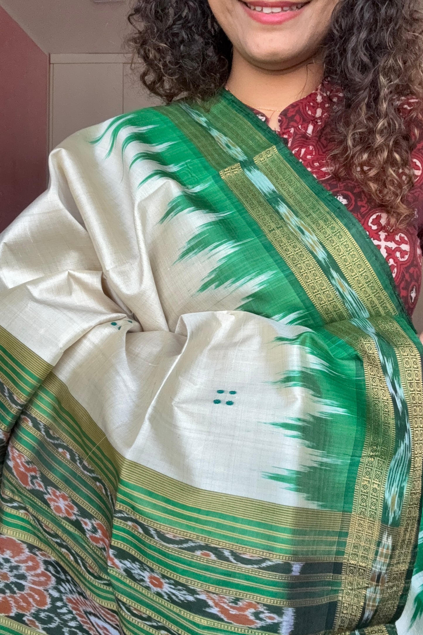 Exclusive Odisha Ikkat Pure Silk Saree-Beige