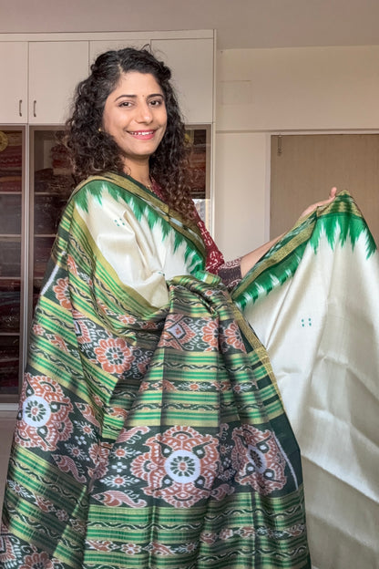 Exclusive Odisha Ikkat Pure Silk Saree-Beige