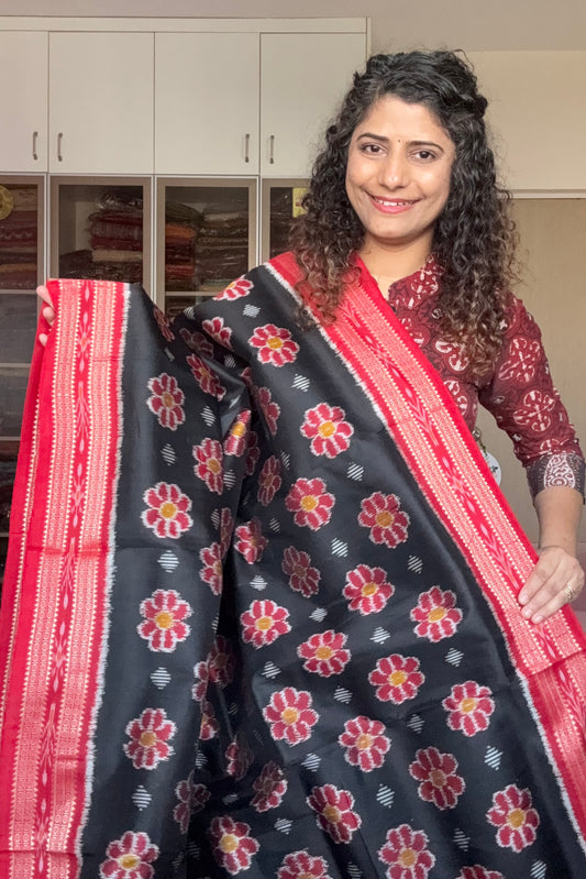 Exclusive Odisha Ikkat Pure Silk Saree-Black