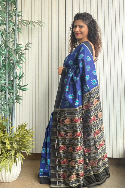 Exclusive Odisha Ikkat Pure Silk Saree- Royal Blue