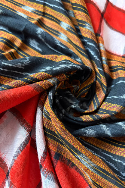 Sambalpuri Bichitrapuri Pure Cotton Saree: Black & Orange