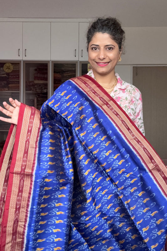 Exclusive Odisha Ikkat Pure Silk Saree-Royal Blue