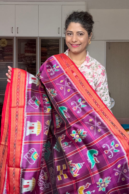 Nabakothi Khandua Silk Saree: Purple