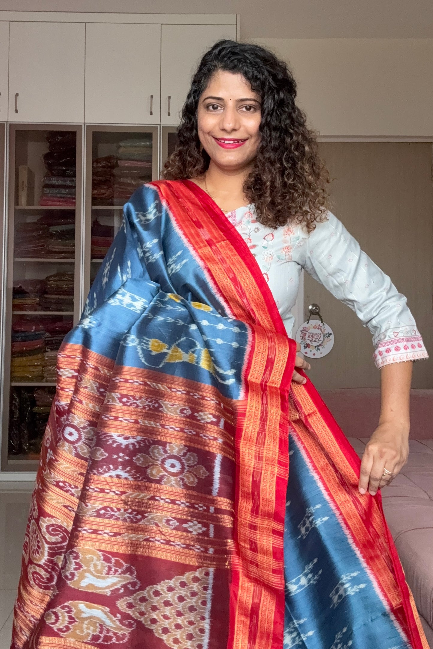 Odisha Ikkat Khandua Silk Saree- Teal