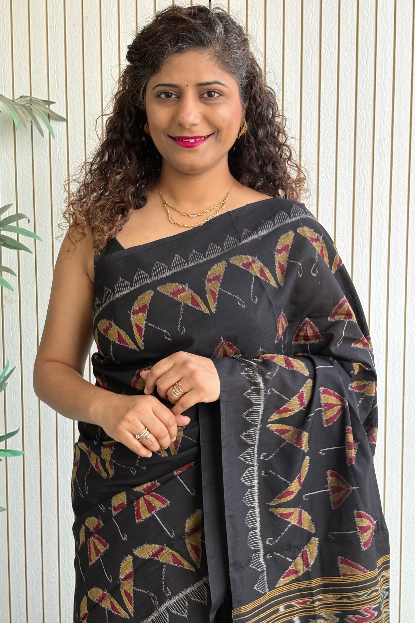 Exclusive Odisha Ikkat Khandua Cotton Saree - Black