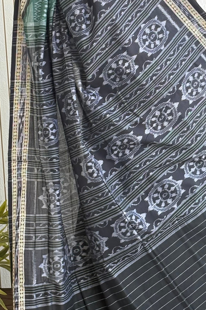 Exclusive Odisha Ikkat Khandua Cotton Saree - English Green