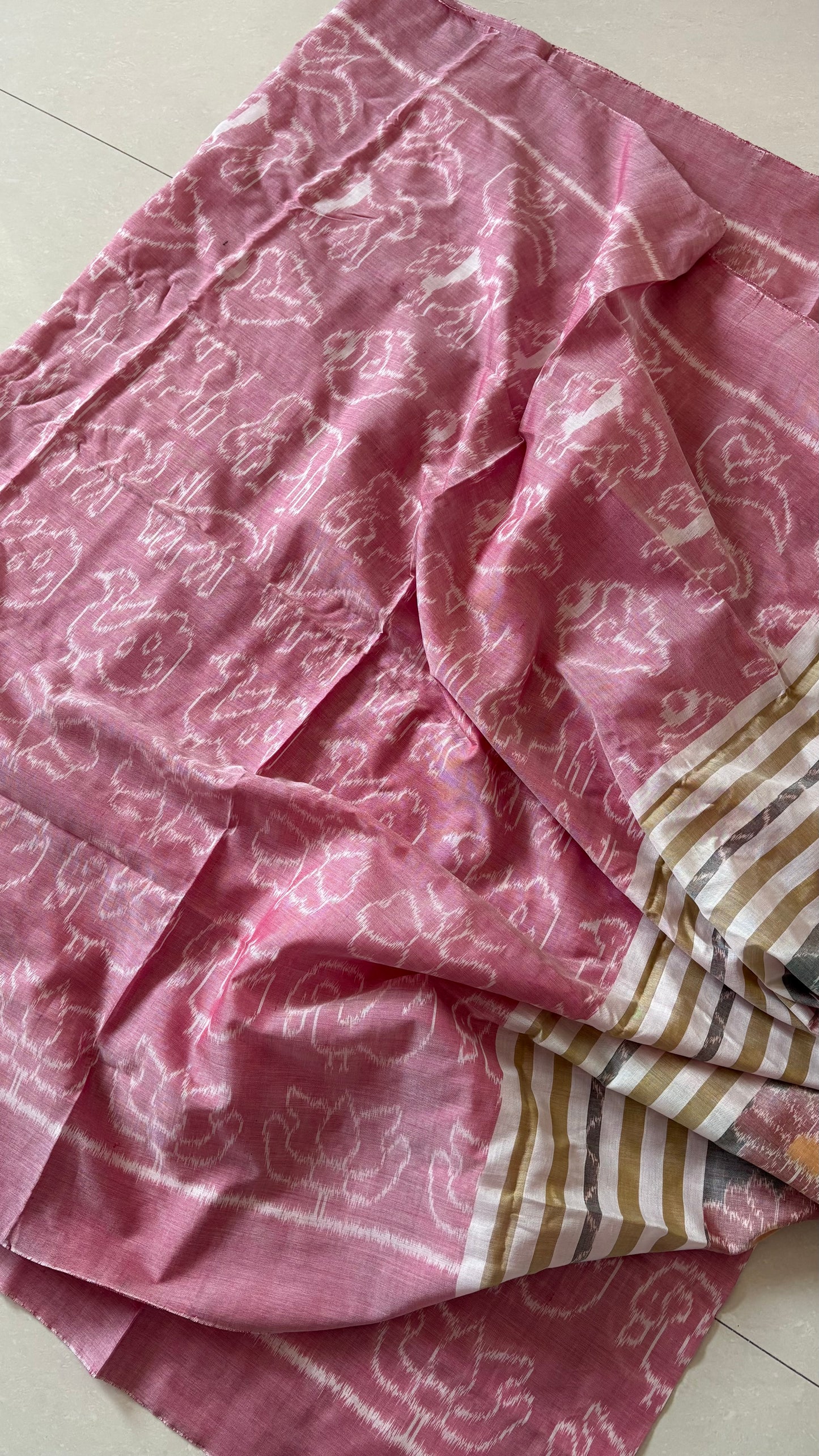 Exclusive Odisha Ikkat Khandua Cotton Saree - Baby Pink