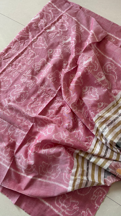 Exclusive Odisha Ikkat Khandua Cotton Saree - Baby Pink