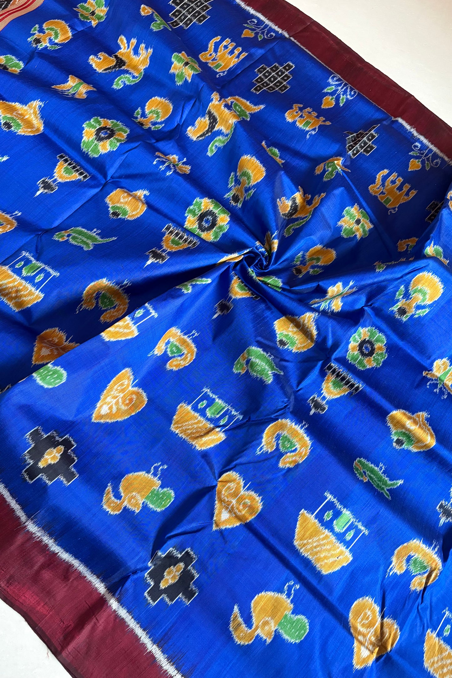 Nabarangi Khandua Ikkat Silk Saree: Royal Blue