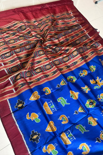 Nabarangi Khandua Ikkat Silk Saree: Royal Blue