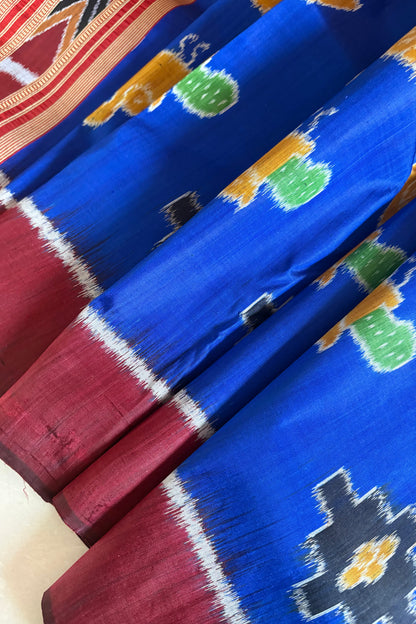 Nabarangi Khandua Ikkat Silk Saree: Royal Blue