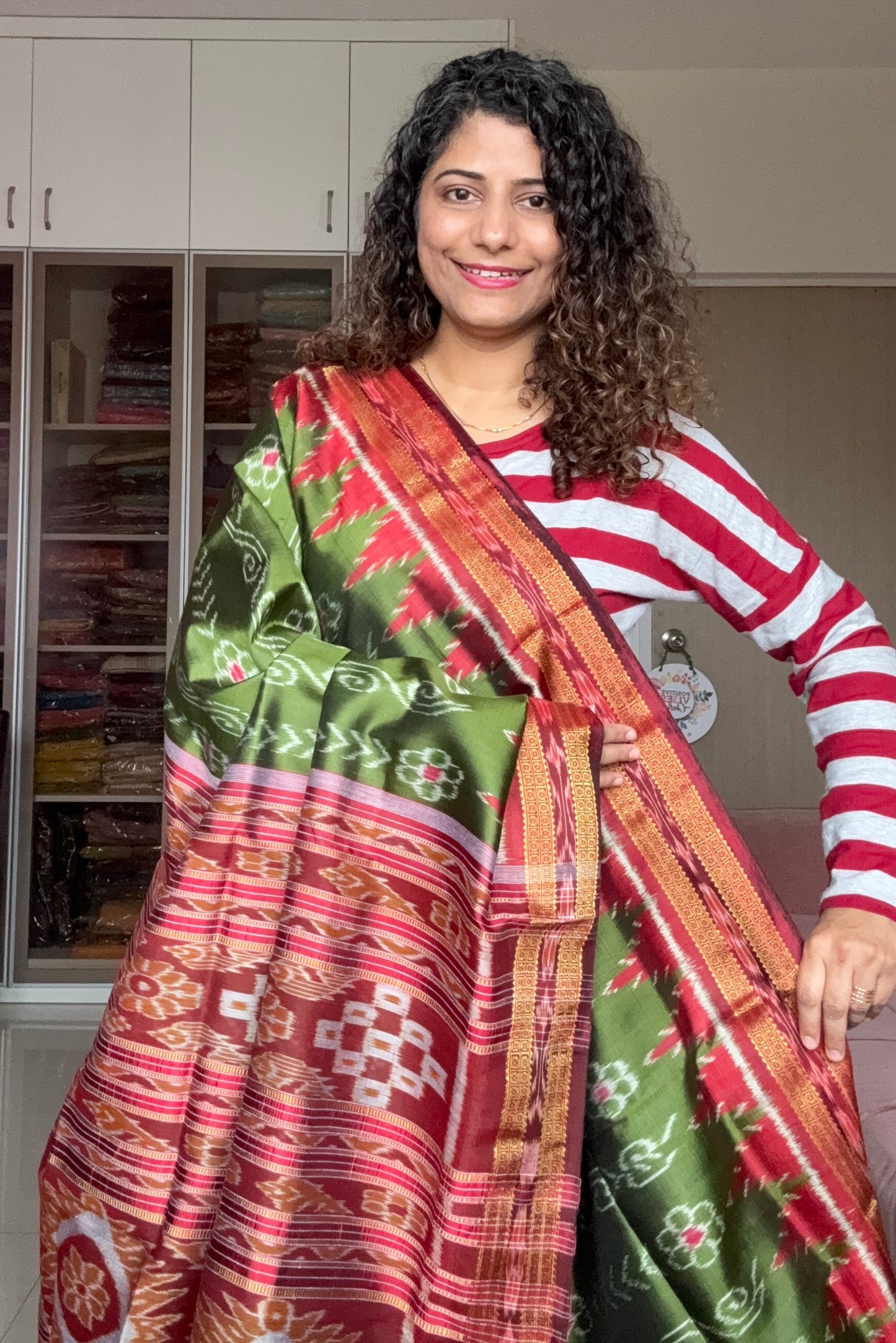 Odisha Handloom Khandua Silk (Patta) Saree - Henna Green