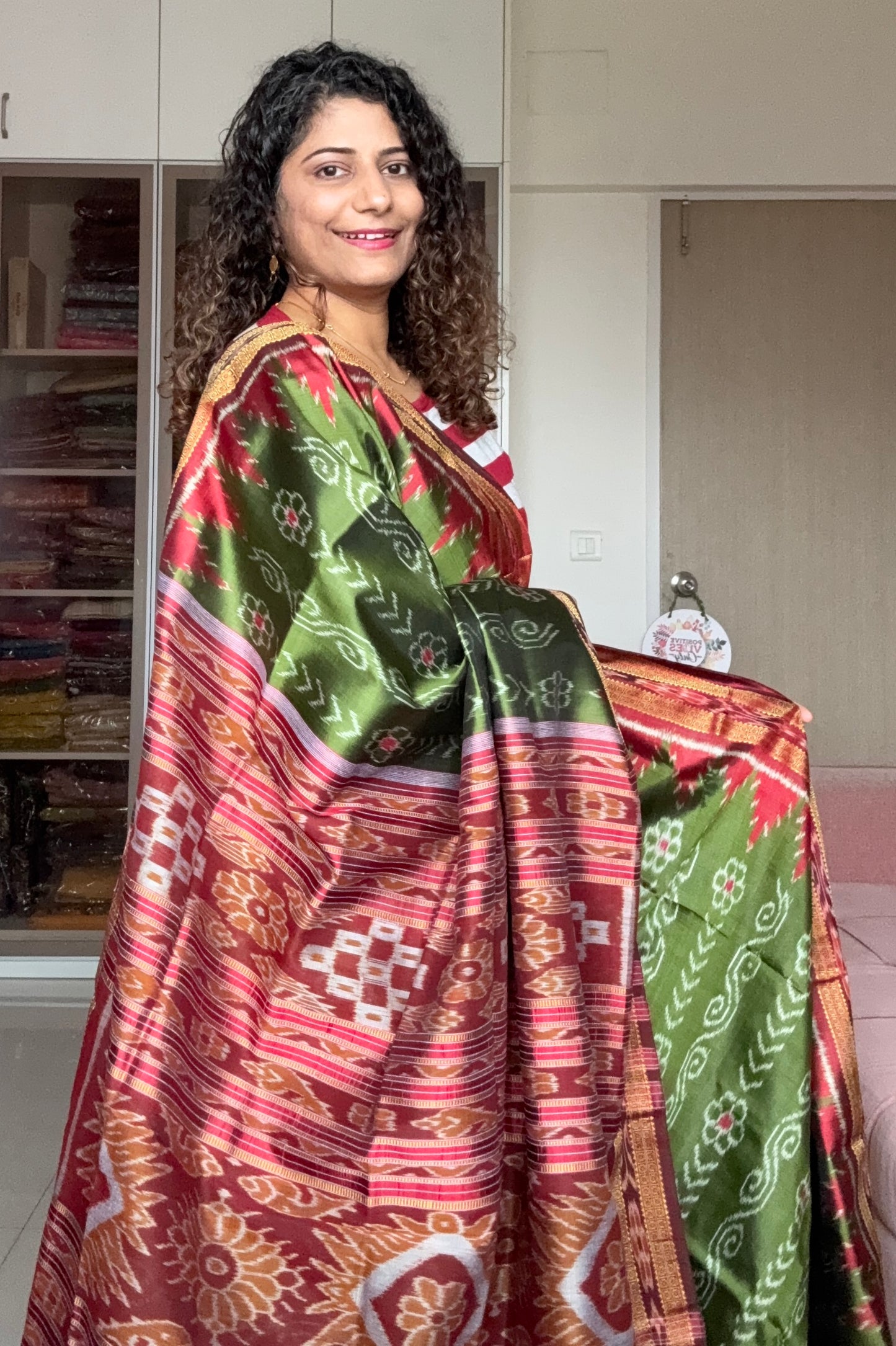 Odisha Handloom Khandua Silk (Patta) Saree - Henna Green