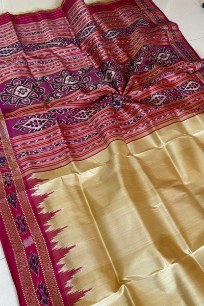 Odisha Ikkat Khandua Pure Silk Saree- Gold
