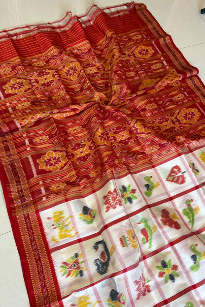 Nabakothi Khandua Silk Saree: Off White