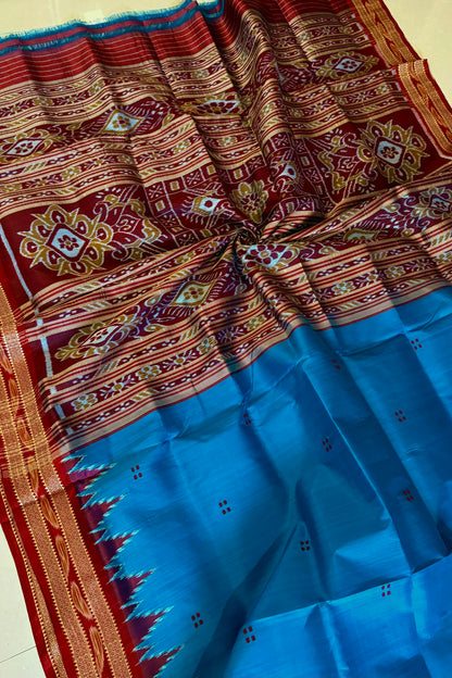 Odisha Ikkat Khandua Pure Silk Saree- Blue