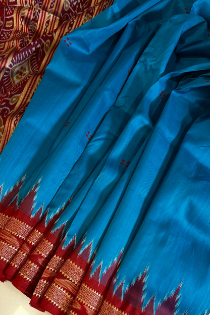 Odisha Ikkat Khandua Pure Silk Saree- Blue