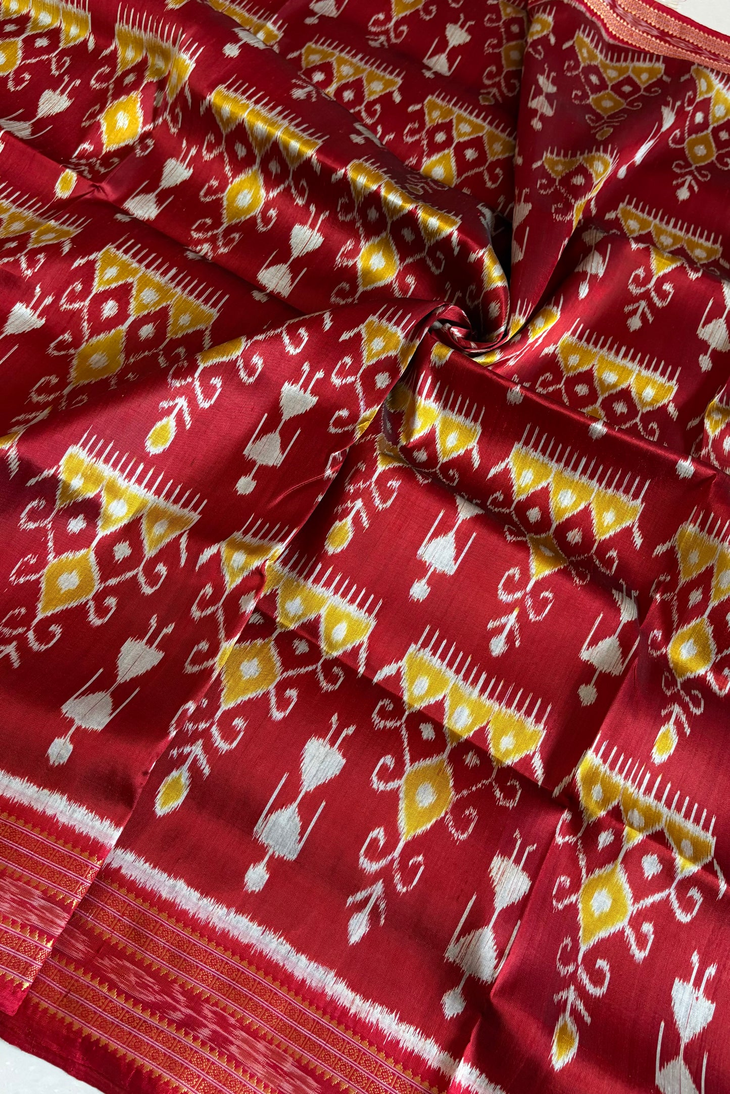Exclusive Odisha Ikkat Pure Silk Saree- Deep Red