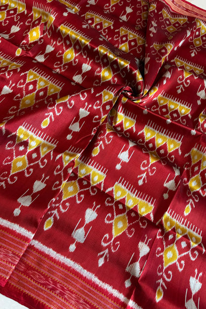 Exclusive Odisha Ikkat Pure Silk Saree- Deep Red